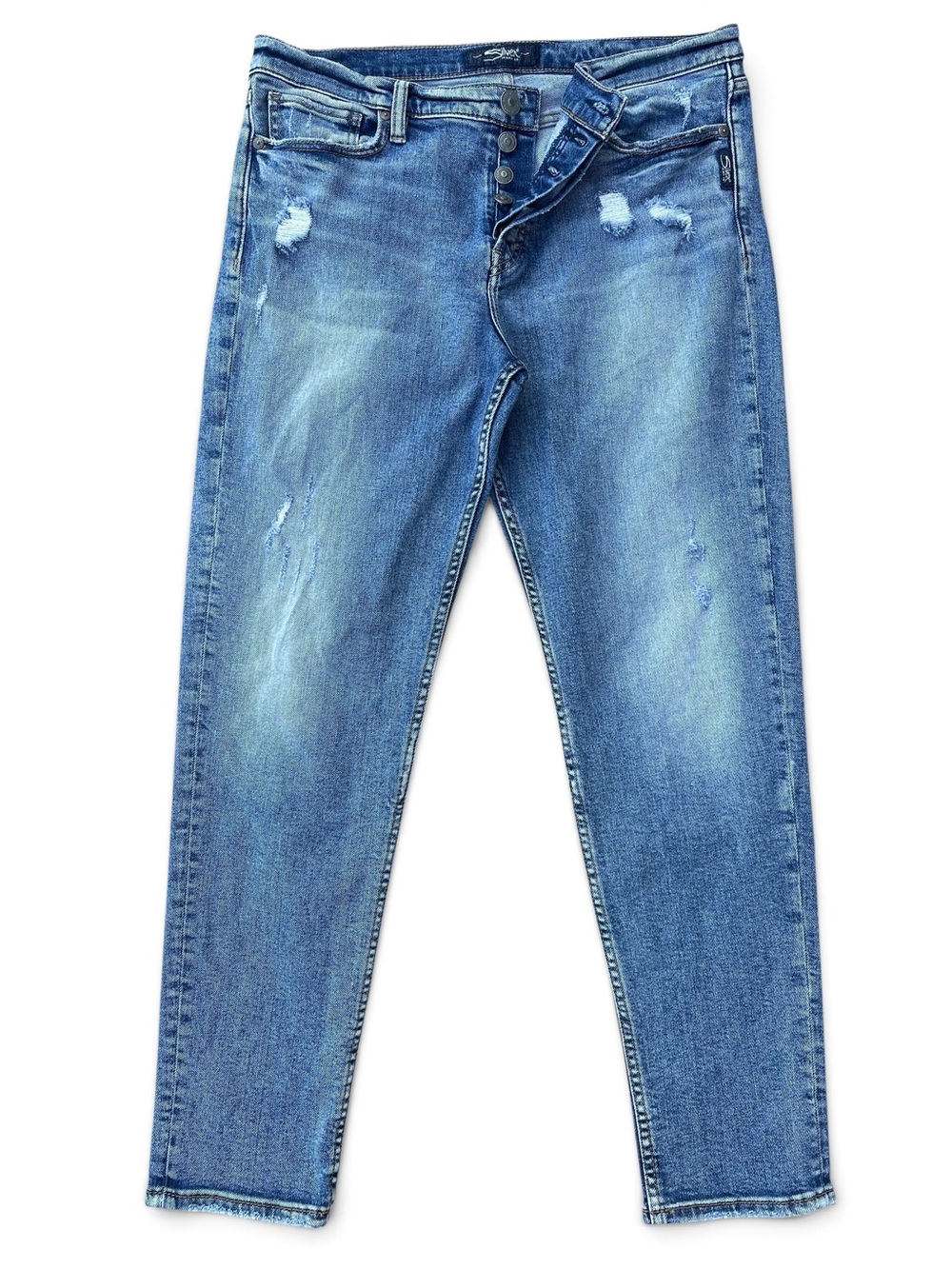 SILVER JEANS Mom Ankle Jeans 32x27 High Waist Button Fly